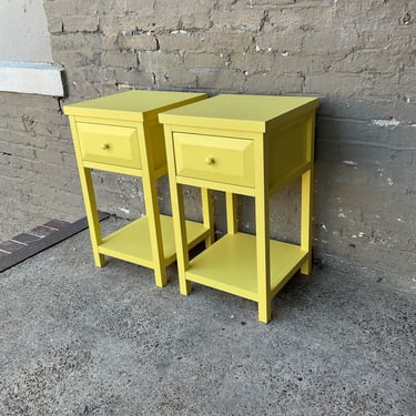 Pair of Yellow Painted Nightstands
