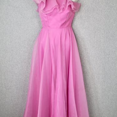 1980s pink prom dress Vintage 80s Baby Pink BOW PUFF Slvd Princess Prom Party Dress