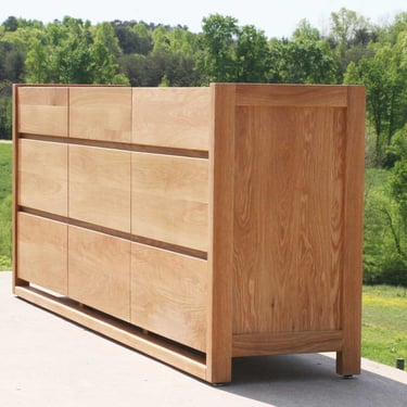 X9330a *Hardwood 9 Drawer Dresser, Framed Ends, Overlap Drawers; Optional drawer sizes and legs with X9330b and X9330fa - natural color 