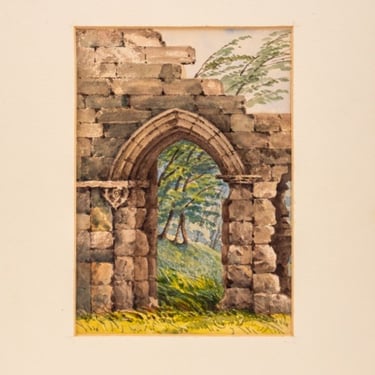&quot;Easby Abbey&quot; Watercolor on Paper, early 20th C.