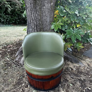 Vintage 1970s Barrel Chair Avocado Green 