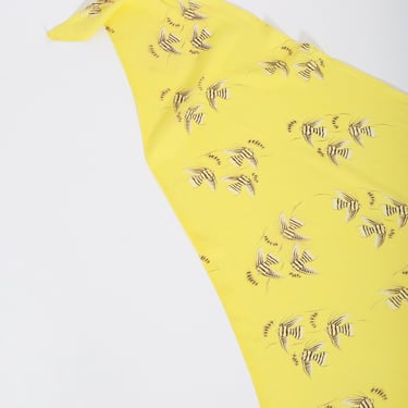 Angelfish scarf | Vintage 40s rayon tropical print Hawaiian fish scarf | 1940s yellow angelfish scarf 54