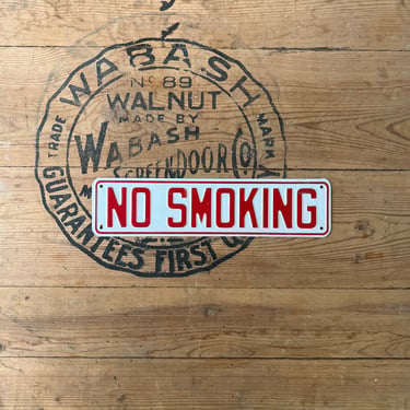 Vintage NOS  'No Smoking' Embossed Metal Sign 