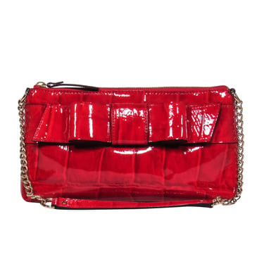 Kate Spade - Red Patent Leather Reptile Textured Shoulder Bag