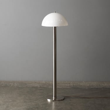 1970s Laurel Chrome Floor Lamp w/ White Dome Shade 