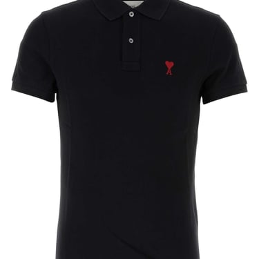 Ami Men Black Piquet Polo Shirt