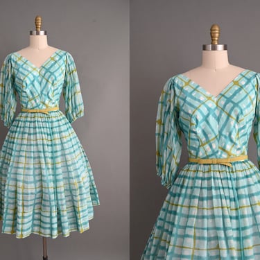 vintage 1950s dress | Mr. Mort Cotton Ballon Sleeve Summer Dress | Small Medium 