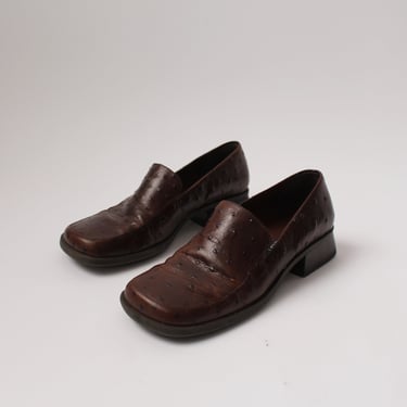 90s Ostrich Leather Loafers - 7.5