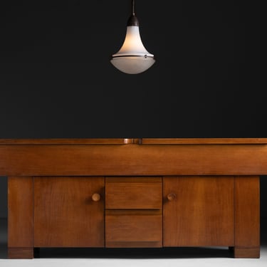 Large Luzette Pendant by Peter Behrens / Walnut Sideboard by Giovanni Michelucci