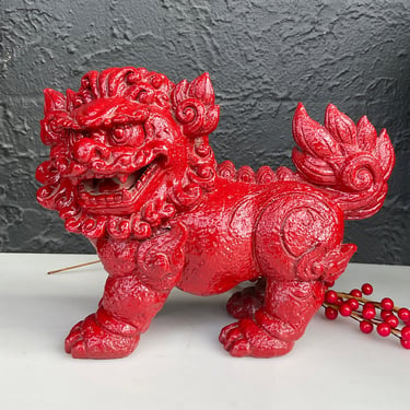 Red Foo Dog Statue