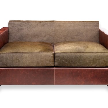 Contemporary Modern Poltrona Frau Peter Marino Linea A Leather and Hide Sofa 