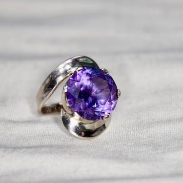 Vintage Mexico Artisan J Soleto Color Changing Sapphire Sterling Silver Ring Sz 5.25 Signed Brilliant Signature Ring Gift for Her 6 Carats 