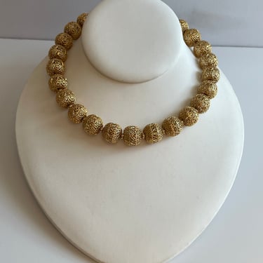 1960’s Monet Gold FiligreeBall Necklace