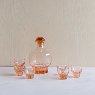 1950s French pink glass decanter set