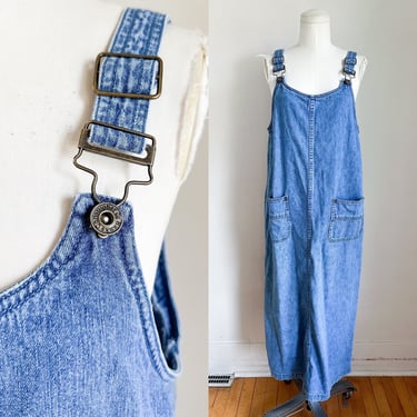 Vintage 1990s Denim Overall Maxi Dress / M 