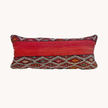 Upcycled Vintage Moroccan Kilim Lumbar Pillow