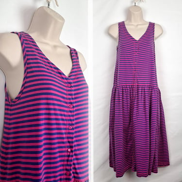 Vintage 90s Pink & Purple Stripe Tank Dress 