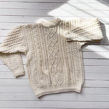 fisherman sweater 80s vintage Carriage Court cream cable knit sweater 