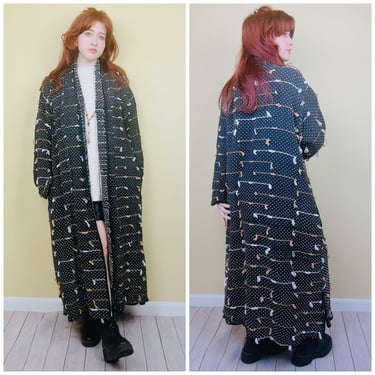 1990s Vintage Shermarke 100% Cotton Tufted Duster / 90s Soft Fringe Oversized Robe Coat / One Size 