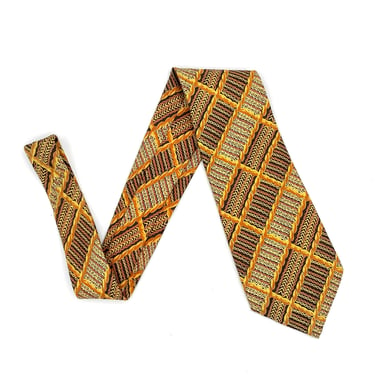 Vintage 1970s Italian Silk Necktie, 70s Men's 4" Wide Abstract Pattern Tie by E. Jandoli Napoli 