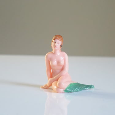 Mini Mermaid Figure made in Hong Kong, Vintage Plastic Bathing Beauty, Miniature Fantasy Figurine #2 