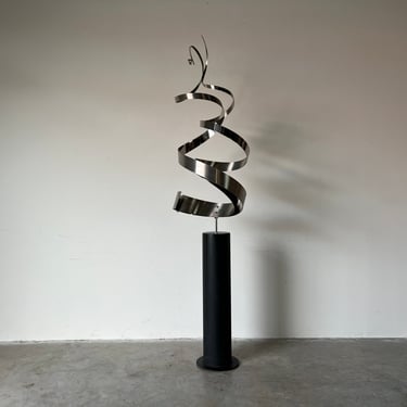 1980s Curtis Jere " Ribbon" Metal Floor Sculpture 