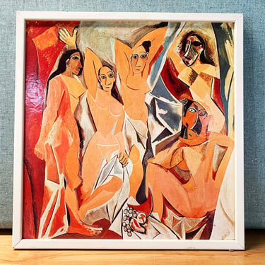 Vintage Pablo Picasso Framed Print Les Demoiselles d'Avignon Brothel Ladies Nude Artwork MOMA Spain Cubism 1907 1900s 