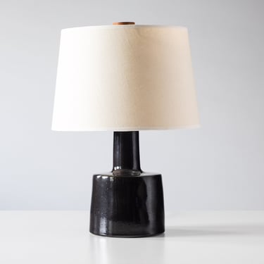 Martz / Marshall Studios Ceramic Pottery Table Lamp — Matte Black Glaze — Vintage + Mid Century Modern 