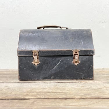 Metal Lunch Box with Thermos | American Thermos Bottle Co. | Antique Workman's Lunchbox | Retro | Victory Dome Top Lunch Pail | Photo Prop 