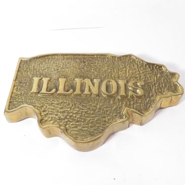 Vintage Brass Illinois Paperweight - Brass Illinois 