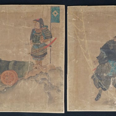 Antique Japan Ninja and Samurai miniatures painting 1800 Japan art 