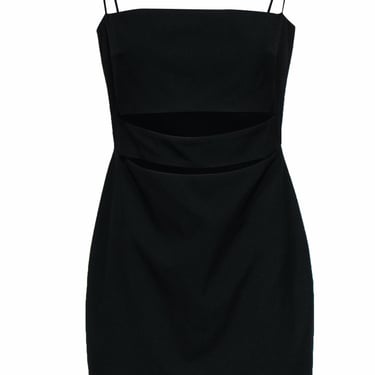 Michelle Mason - Black Skinny Strap Mini Sheath Party Dress w/ Cutout Sz 8