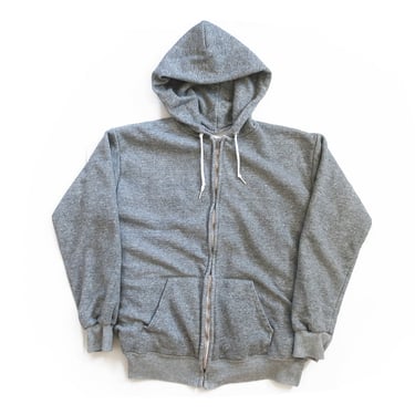 zip up hoodie / 70s sweatshirt / 1970s heathery grey thermal lined zip up hoodie sweatshirt Small 