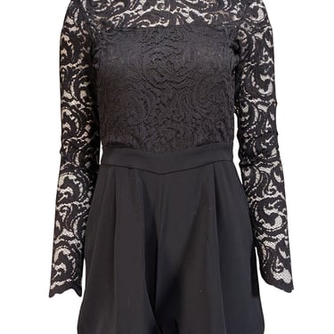 Parker - Black Lace Bodice Long Sleeve Romper Sz S