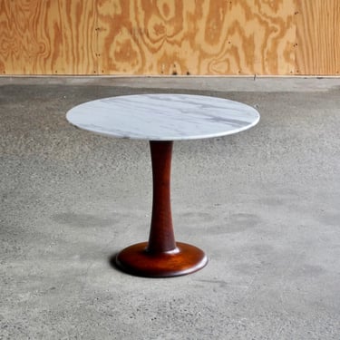 Brenden Reilly Marble + Walnut Pedestal Table 
