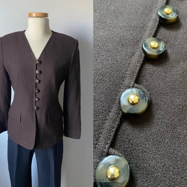 Brown Blazer with Tortoise Buttons 