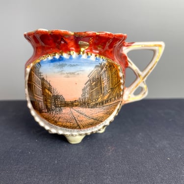 Webster, MA antique view china souvenir cup - antique Massachusetts history 