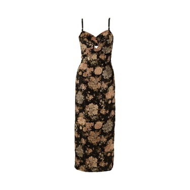 Dolce &amp; Gabbana Black Floral Print Velvet Dress