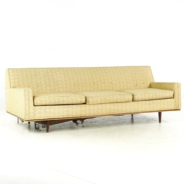 Milo Baughman Style Selig Mid Century Walnut Sofa - mcm 