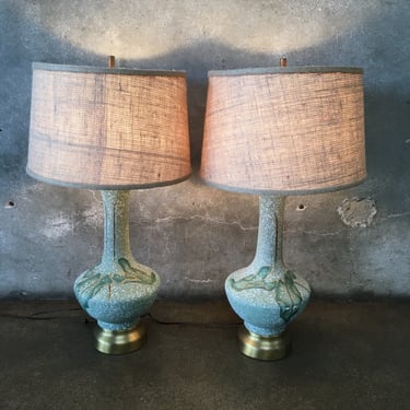Pair Of Vintage Mid Century Modern Ceramic Lamps