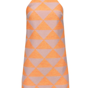Trina Turk - Beige & Orange Racer Front Triangle Pattern Dress Sz 0