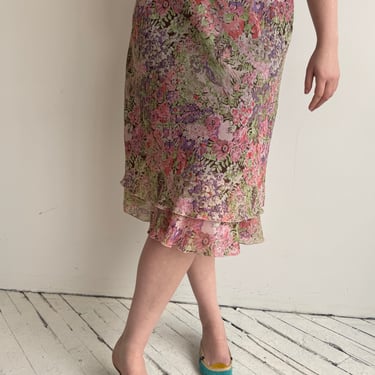 Vintage - Floral Midi Bias Skirt (XL/1X)