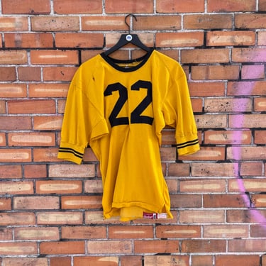 vintage 70s/80s yellow thrashed football jersey / m medium 