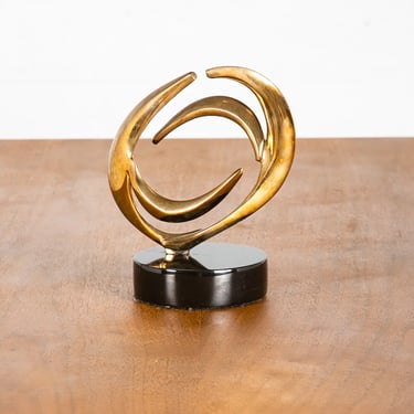 Mid Century Modern Sculpture Signed Dated Bronze Brass Metal Modernist Abstract