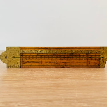 Vintage Craftsman No.3921 Folding Rule with Caliper Craftsman Boxwood Brass Ruler and Caliper 