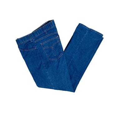 Vintage 1980s Levi's Jeans with a Skosh More Room, 80s Straight Leg Blue Medium Wash Denim with Slight Stretch, 36 x 29, Black Tab, VFG 