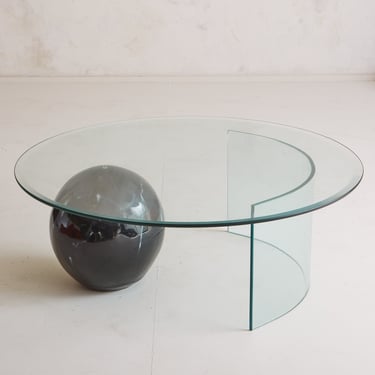 Postmodern Glass + Ceramic Coffee Table, USA 1980s