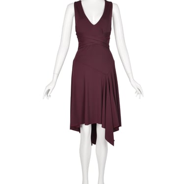 Julien Macdonald Vintage Bordeaux Jersey Wrapping Strap Halter Dress