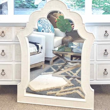 Tommy Bahama White 9 Drawer  Dresser with Rattan Drawer Fronts & Mirror