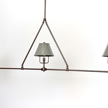 Triple linear Chandelier - kitchen lighting - brass lamp fixture - farmhouse centerpiece 
